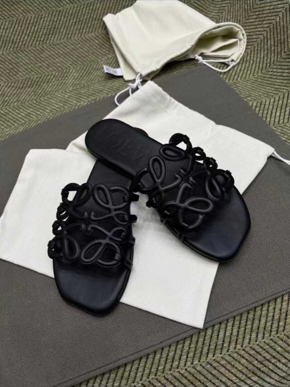 Loewe Anagram Cut‑Out Slide Sandals